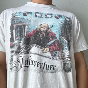 Vintage 1992 Kansas Leftoverture Graphics White Band Tee Shirt